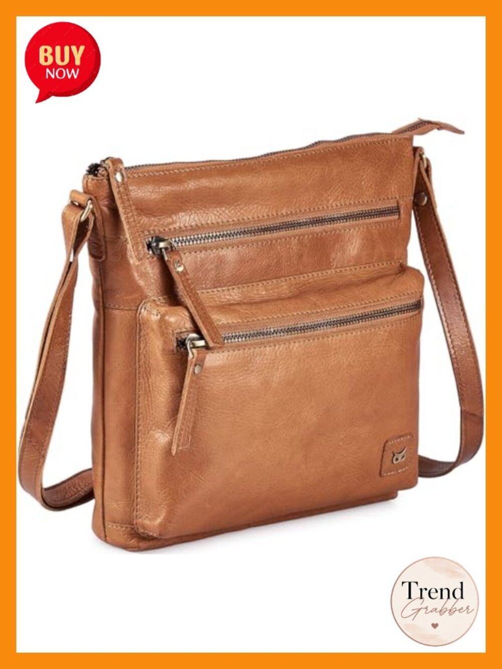 Full-Grain Cow Leather Crossbody Bag Sling Purse for Women